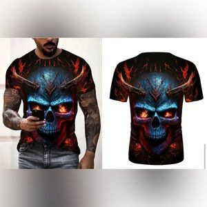 🔥New scary skull 3D digital pattern print men🔥